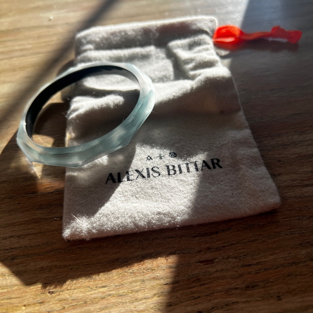 Alexis Bittar Sky Blue octagon Bangle Bracelet, 1/4” thin